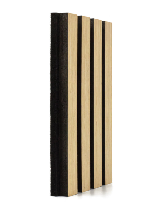 Painel Acústico Ripado 260x60cm Carvalho Branco Técnico | 1 Face | PET Preto