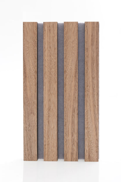 Painel Ripado Acústico 260x60cm Nogueira Natural | 1 Face | Cinza