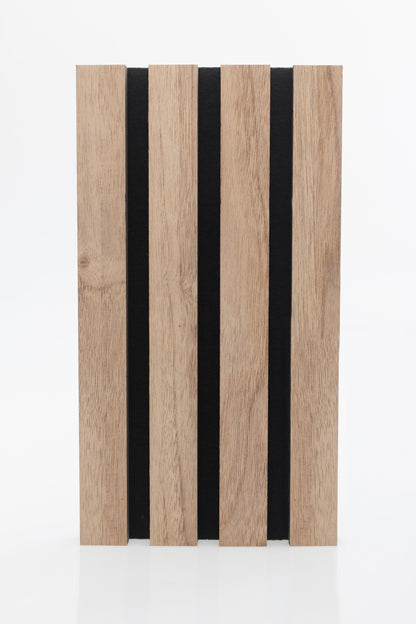 Painel Acústico Ripado 260x60cm Nogueira Natural | 1 Face | Preto