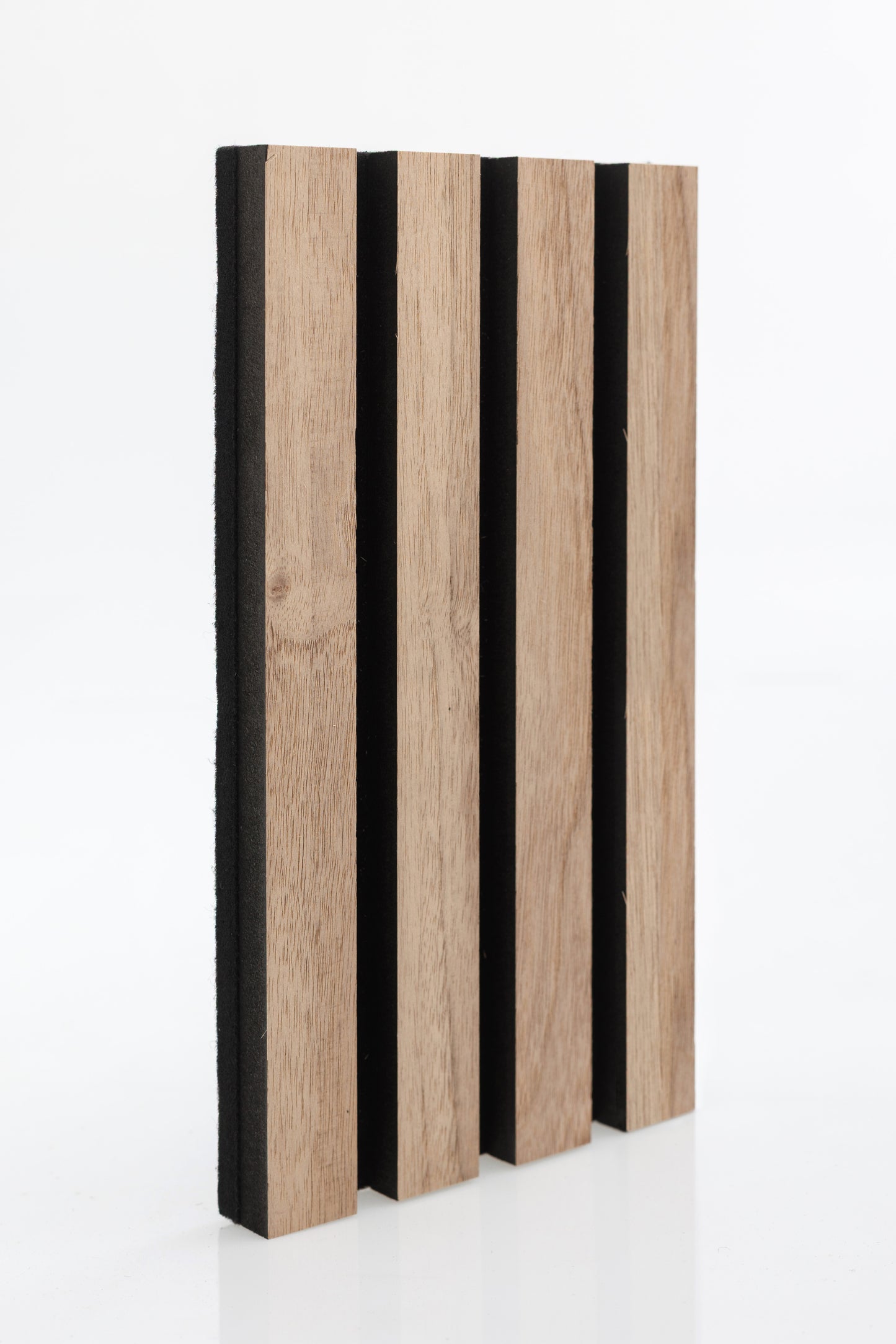 Painel Acústico Ripado 260x60cm Nogueira Natural | 1 Face | Preto