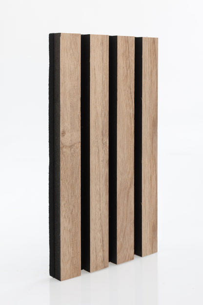 Painel Acústico Ripado 260x60cm Nogueira Natural | 1 Face | Preto