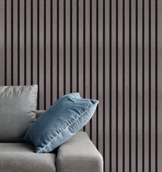 Painel Ripado Acústico Carvalho Cinzento 260×60 cm