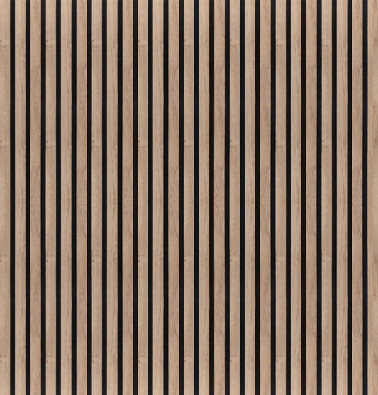 Painel Acústico Ripado 260x60cm Nogueira Natural | 1 Face | Preto